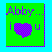 Green square icon with purple pixelated text 'Abby...' at top, a heart symbol in the middle, and 'i u' below it on a bright cyan background.