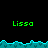 Green text reading 'Lissa' appears above and below a cyan wave-like border on black background, with gray visible to the right
