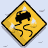 Yellow diamond-shaped warning signs with black borders, each featuring a car icon and winding road symbol on light blue background.