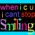 Animated contact sheet of a text-based buddy icon featuring repeating phrases and the word "Smiling" in rainbow colors with plus signs on top, displayed across multiple frames.