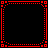 black square with red dotted borders, each containing stylized text in red or white script on black backgrounds