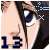 identical anime-style character face with the number '13' below each, featuring changing colored pixel patterns above the eyes