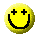Two yellow pixelated smiley faces with black outlines on gray background; top face has cross eyes, bottom face has one horizontal and one vertical eye.