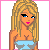 Pixel art animation of a blonde woman in blue top and white pants, transitioning from full body to text overlay with 'dream like i do...' phrase.