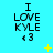 A static icon with cyan background displaying "I LOVE KYLE" text and heart symbol, surrounded by yellow star-like sparkles.