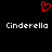 Red pixelated heart symbol above two identical white text labels reading 'Cinderella' on a black background.