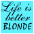 Two side-by-side animated frames of a pixelated text-based buddy icon on light blue background with black and white lettering.