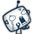Pixelated blue and white icon of a stylized tree with rounded branches, small circular leaves, and a single dark blue bird perched on the right branch.