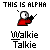 Pixelated character in red outfit holding black object, with text labels above and below on gray background.