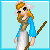 Pixel art character with blonde hair and blue eyes holding a staff, next to text reading WAITING FOR PRINCE CHARMING on light blue background.