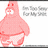 Pixelated pink cartoon character with red eyes, wide grin showing teeth, wearing white shorts, standing against white background with gray text block.