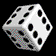 white dice with black dots on a black background, showing multiple angles and orientations