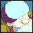 A 48x48 pixel buddy icon featuring a stylized anime character with purple hair and light blue head covering on the left, paired with "Anime IM" text in white pixelated font on black background to the right.