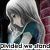 Pixelated anime-style character with gray hair and blue clothing, shown in two side-by-side poses against a dark background.