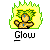 Pixel art buddy icon showing a stick figure with green hair and yellow glow, displayed across three frames in a contact sheet layout.