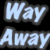 A pixelated contact sheet of two animated frames showing a person with light hair and text reading "Way Away" on the left side against a dark background.
