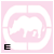 Pixelated pink square with white circular frame containing elephant silhouette, displaying sequential text 'E', 'EC', 'ECK', and 'ECKO' at bottom left.