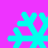 Four cyan snowflake icons on a solid magenta background, arranged in a with no visible animation changes