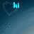 Pixelated blue background with heart outline and cyan text reading 'hi', 'elicia', and 'rae!! <3' across four