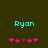 Two side-by-side cyan 'Ryon' text displays with pink and purple heart symbols below, one set of hearts animated to shift position.