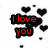 Pixelated image with text overlays: 'I love you' in red, black hearts, a cupcake with cherry and frosting, and 'As much as A cupcake' in blue.