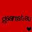Red background with repeated pixelated text 'gasmatau' in black, four pixel hearts in black and dark red, and a central black heart.