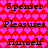 Red and pink pixelated background with repeating heart pattern, displaying text words in black font.