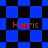 Blue and black checkered pattern with red text 'Harris' in four positions, transitioning from square to diamond shapes.