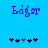 Blue background with purple text 'Edgar' above two of dark blue and teal puzzle pieces, where the middle piece in each changes color between frames