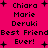 Pixelated text on bright pink background with black plus signs, displaying names and phrases in two mirrored