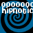 Blue and black spiral pattern with repeated white text "Hipnotic" across four quadrants on a dark background.