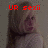 A pixelated image of a person with long hair in four , each showing different red text above the head