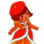 A pixelated cartoon character in a red outfit with a matching hat stands on the left side of a contact sheet, while green text reading "Original Icons .com" appears on a dark background to the right.