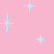 Pixelated light blue starburst shapes scattered across a solid pink background in an animated contact sheet format.