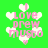 Green background with white heart shapes and pink text reading "I Love Drew Musso" in pixelated font.