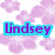 Four distinct static buddy icon designs featuring the name "Lindsey" in different colors and backgrounds, including floral patterns, polka dots, stripes, and a heart symbol.