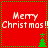 Red square icon with green dotted border displaying 'Merry Christmas!' text and a small green tree, alternating between two states.