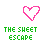 Pixelated pink heart outline above green pixel text reading THE SWEET ESCAPE on white background.