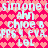 Pixelated text overlays repeat on a pink heart-patterned background with no visible animation changes.