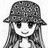 Static 48x48 pixel buddy icon featuring a grayscale anime-style character with long hair, wide eyes, and a smiling expression wearing a bucket hat.