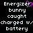 Pixelated text displays 'Energizer bunny caught charged w/charged battery' with a pink heart replacing the 'o' in 'Energizer', split into two identical side-by-side sections on black background.
