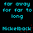 Pixelated cyan text on black background with red dots, displaying repeated phrases and a name in two