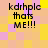 Pixelated text 'kdrhple thats ME!!!' on a checkered background of yellow, pink, and light orange squares.