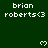 Dark green background with repeated white text 'brian roberts<3' and white heart symbols arranged in a pattern