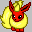 Pixel art of 12 distinct Pokémon characters in a layout with one additional character below, all on gray background