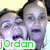 Pixelated image of two people with light skin tones, one with dark hair, against a pale yellow background, with green text reading 'jordan' at the bottom.