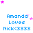 Blue text reads "Amanda Loves Nick<3333" with pink and white stars scattered across a white background, animated by shifting star positions.
