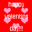 Red background with pink pixelated hearts and repeated white text reading 'happy valentins day!!!' in a pattern