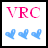 Pink 'VRC' text above blue heart icons on white background, with varying numbers of hearts across frames.