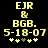 Yellow pixelated text and symbols on black background with two variations of star symbols.